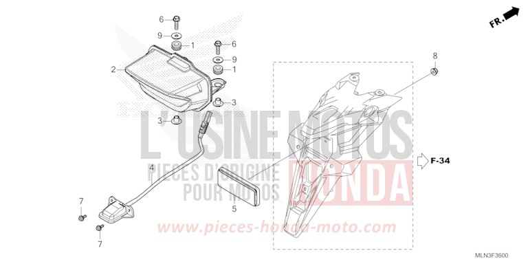 HECKLEUCHTE/KENNZEICHENBELEUCHTUNG von Africa Twin Mechanik MAT BALLISTIC BLACK METALLIC (NHA86) von 2024